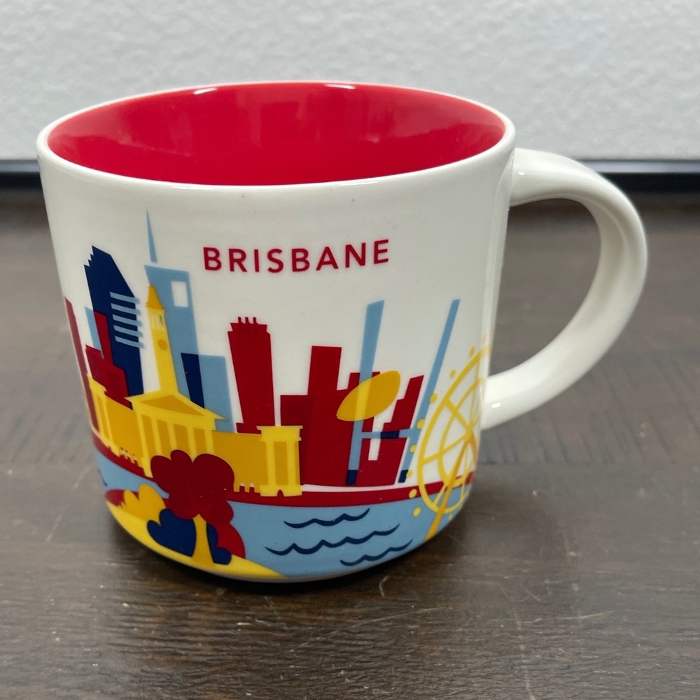 Starbucks You Are Here Collection Brisbane Australia 14oz Coffee Mug Red White